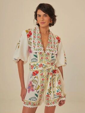 NWT FARM Rio Off-White Floral Insects Romper - Size Small